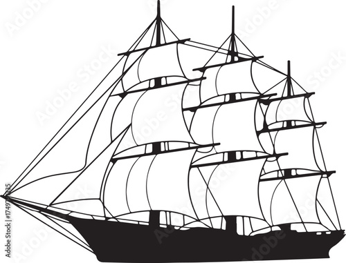 Classic Sailing Ship Design: Tall Ship with Sails and Rigging for Nautical Adventures