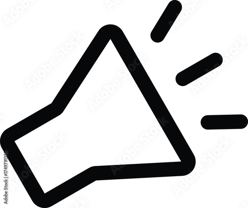 simple black outline icon of a megaphone or loudspeaker