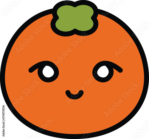 a cute colorful icon of a persimmon character
