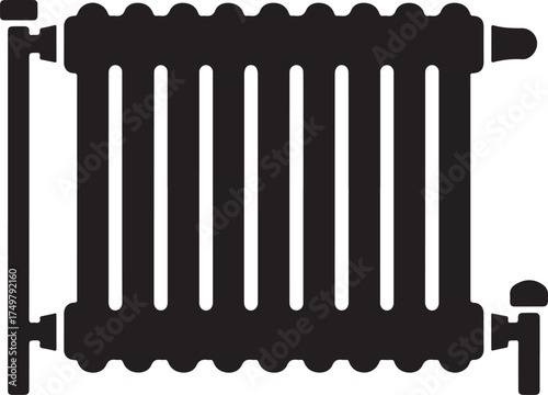 Classic Radiator Design: Vintage Heating Element with Vertical Metal Bars for Home Comfort
