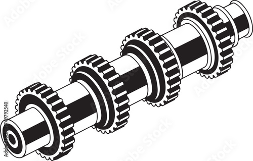 Mechanical Gear Shaft Silhouette – Industrial Engineering Machine Part Vector