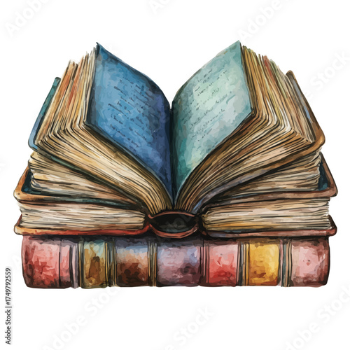 Encyclopedia, watercolor painting vector, isolated on a white background.