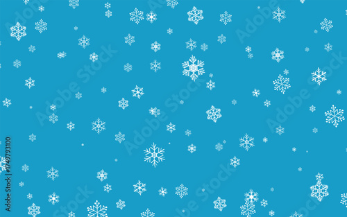 Merry Christmas or happy new year design. Holiday decoration on color background. Greeting vector card, banner, celebration concept with snowflakes. Invitation mock up.