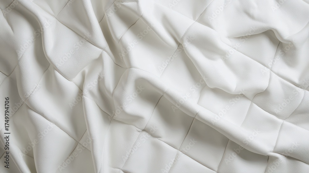 Obraz premium Elegant White Quilted Leather Texture Background with Soft Folds and Subtle Shadows, Ideal for Luxury and High-End Design Projects