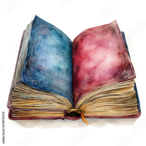 Dictionary, watercolor clipart vector, isolated on a white background.