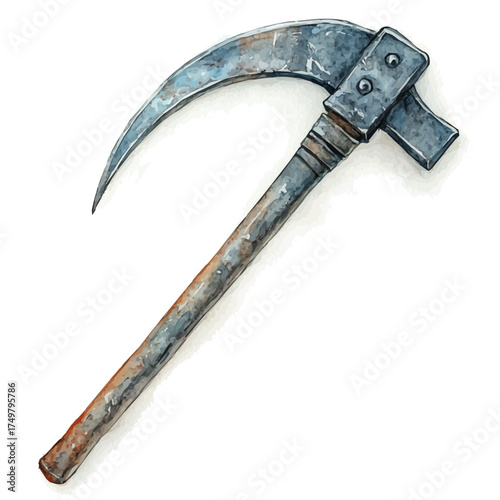 Crowbar, watercolor clipart vector, isolated on a white background.