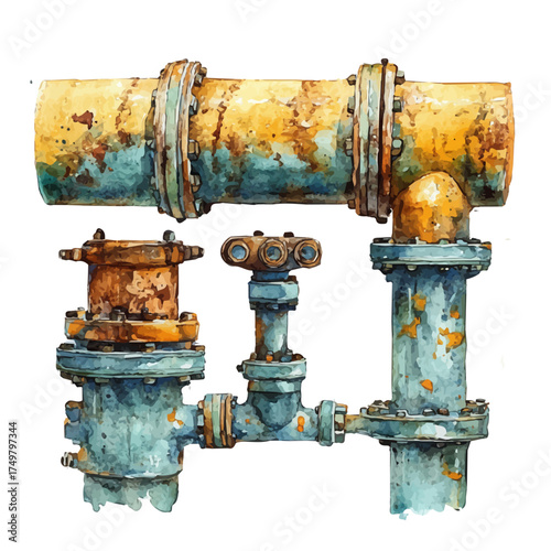 Conduit Bender, watercolor illustration vector, isolated on a white background.