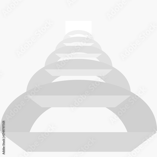 Illuminated abstract geometric tunnel of repeating arches leading to a bright future or goal.