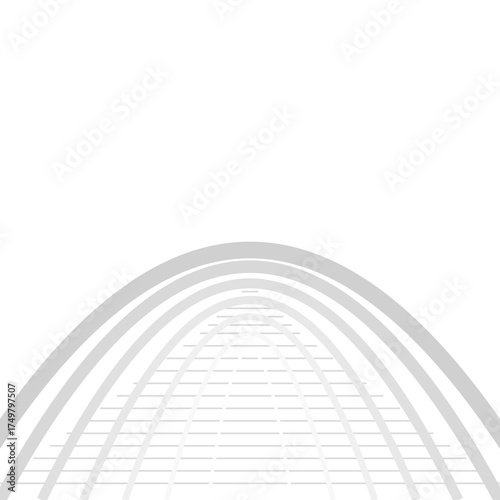 Clean Modern Abstract Graphic with Arching Grey Lines Creating Futuristic Perspective Background