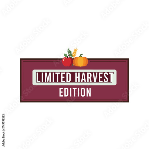 Seasonal limited harvest edition text box with fresh vegetables for autumn promotion food marketing vector