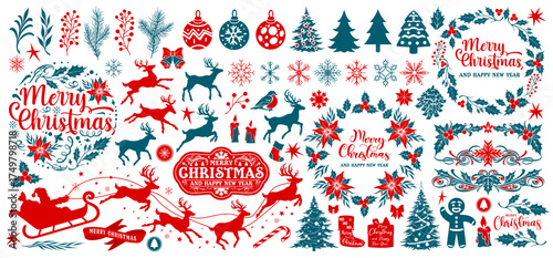 Festive Christmas decorations and symbols