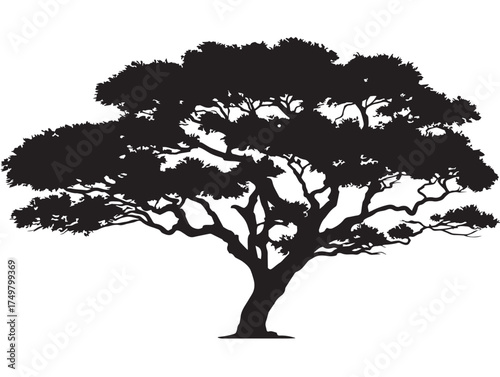 The Titan Tree Silhouette in Strong 2D Vector Line Art Illustration  