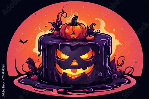 halloween pumpkin with bats