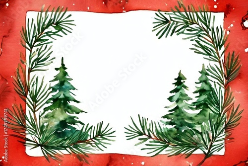 christmas frame with fir branches