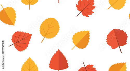 Seamless autumn leaf pattern vibrant fall colors seasonal organic botanical texture for design vector