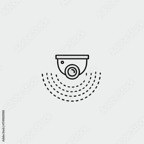 An essential outline icon depicts a modern security camera actively broadcasting its surveillance signal, symbolizing comprehensive digital monitoring and advanced protection systems.