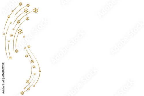 Golden Snowflakes border. Christmas card vector illustration