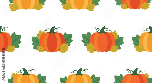 Seamless pattern autumn pumpkin harvest festive decoration seasonal graphic design vector