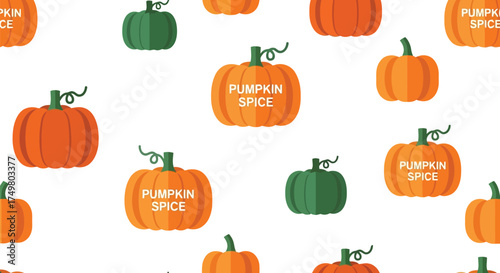 Festive autumn pumpkin pattern seamless halloween fall harvest celebration vector illustration vector