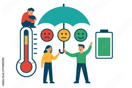 Customer satisfaction and energy level concept with mood scale