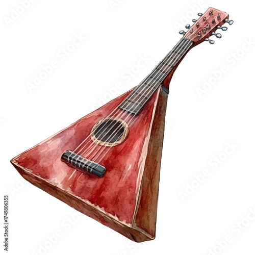 watercolor of Balalaika, vector, isolated on a white background.