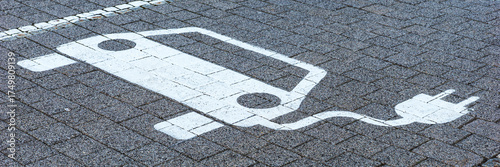 Wallpaper Mural Panoramic image. Parking lot sign electric car park charging station Torontodigital.ca
