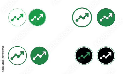 Growth chart icon set showing rising arrow business progress and success concept  
