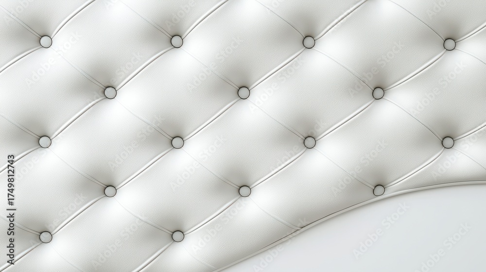 Obraz premium Elegant White Leather Quilted Texture Background with Buttons for High-End Design, Upholstery, and Creative Projects
