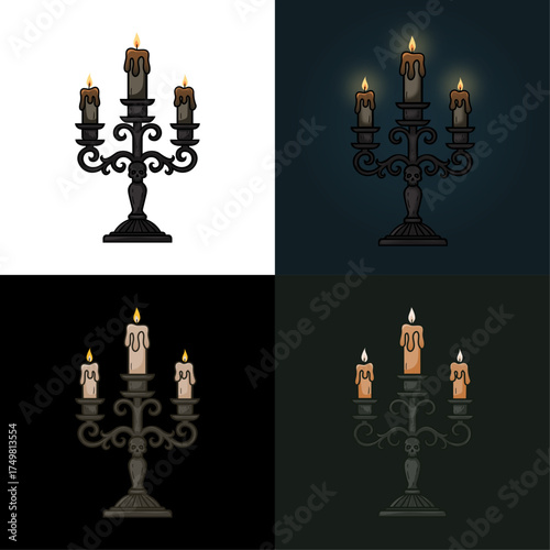 Gothic Candelabra with Skull Detail