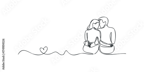 Couple embracing with a heart shape