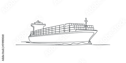 Cargo ship with stacked containers