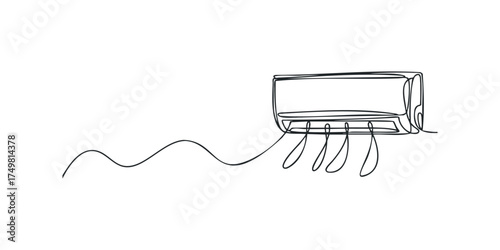 Minimalist linear drawing of an air conditioner unit