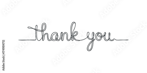 Continuous line drawing of thank you phrase