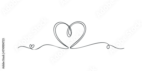 Continuous line drawing of a stylized heart symbol