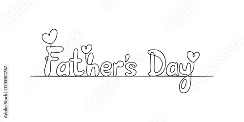 Hand drawn text Father's Day with hearts