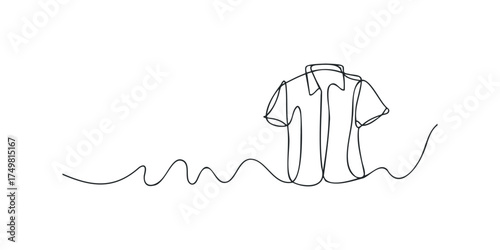 Continuous line drawing of a short-sleeved shirt
