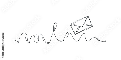 Hand drawn envelope with wavy line