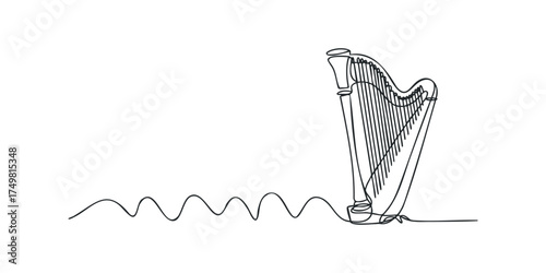 Single Line Harp with Sound Wave