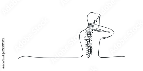 Person with spine pain holding neck and head