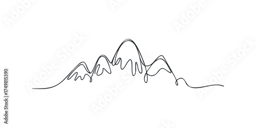 Minimalist mountain range silhouette line art