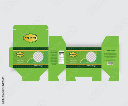 Unique tea box packaging design template