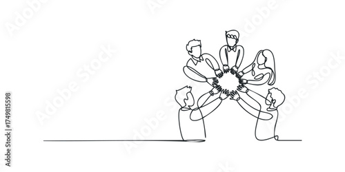 Group of people joining hands in a circle