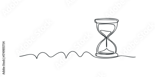 Hourglass with flowing sand and wavy line