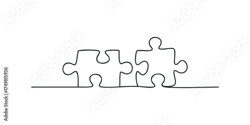 Abstract Line Art Puzzle Pieces Connected Together