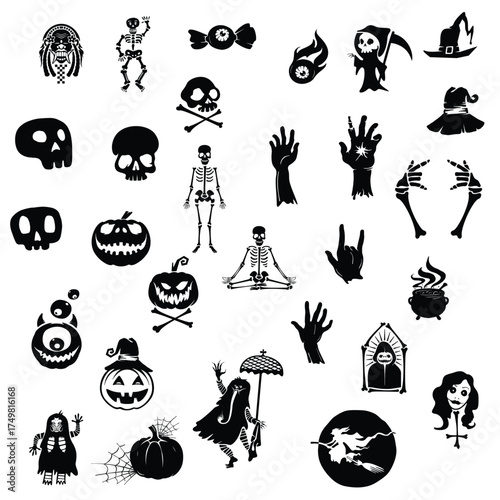 Spooky Halloween Icons and Silhouettes Collection