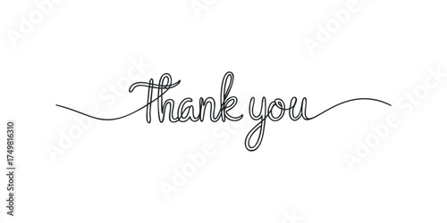 Continuous line drawing of thank you message