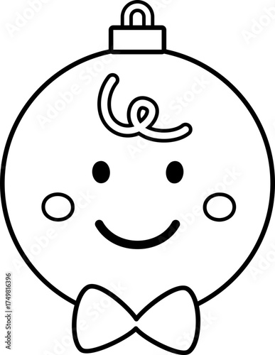 Cute gingerbread man Christmas ornament decoration outline vector. 
Holiday character ornament children's coloring pages and templates isolated.
Transparent background.