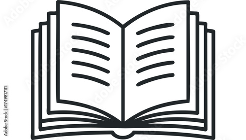 Open book symbol with pages and lines