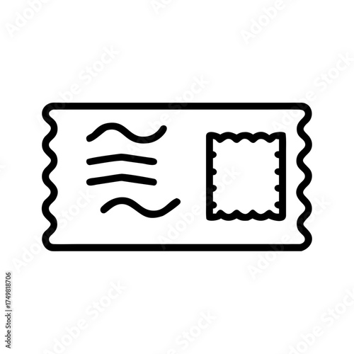 Simple illustration of a postcard design with stamp area and lines  