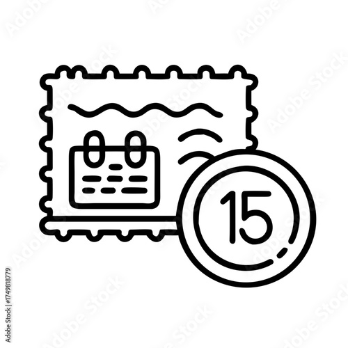 Postal stamp icon with date and circular stamp concept of icon, vector, postal, mail  